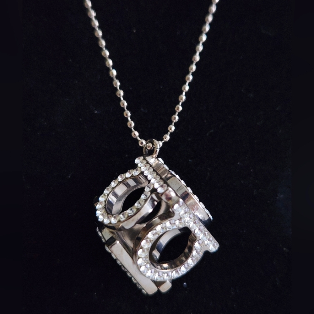Salvatore Ferragamo Silver Crystal Necklace
